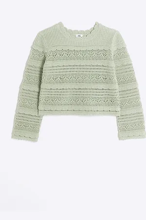 River Island Girls Crochet Metallic Jumper