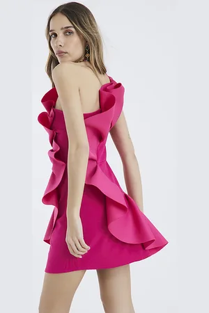 River Island Womens Sleeveless Scuba Ruffle Mini Dress