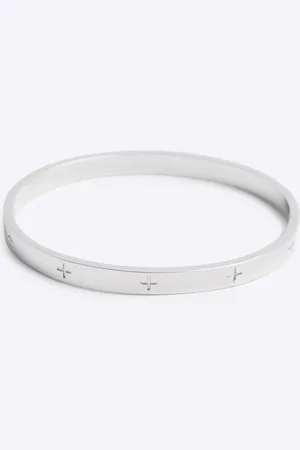 River Island Mens Steel Metal Rhodium Circular Bangle