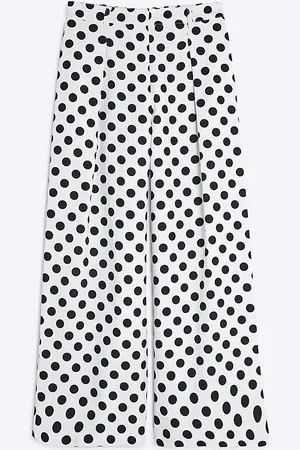 River Island Womens Petite Polka Dot Wide Leg Trousers