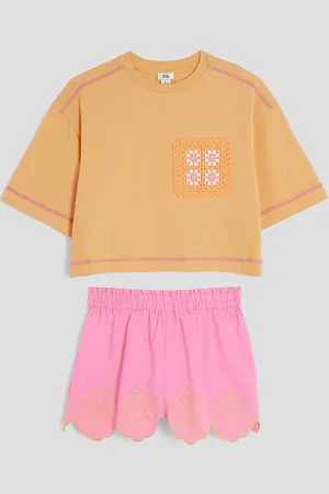 River Island Girls Crochet Pocket Top Set