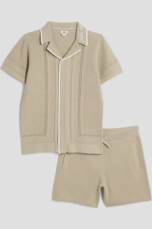 River Island Boys Textured Polo Shirt Set