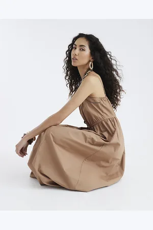 River Island Womens Strappy Poplin Midi Dress
