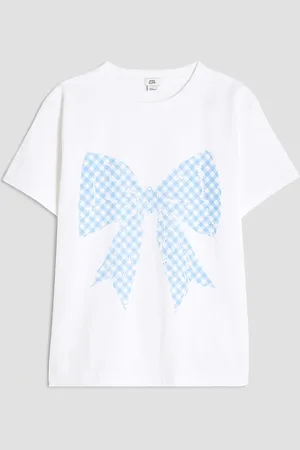 River Island Girls Gingham Bow T-Shirt
