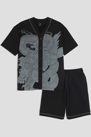 River Island Boys Dragon Baseball T-Shirt Set