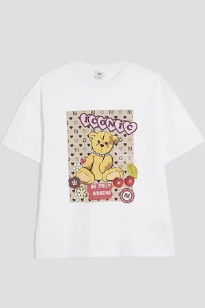 River Island Girls Monogram Bear T-Shirt