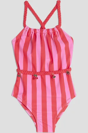 River Island Mini Girls Stripe Charm Belt Swimsuit