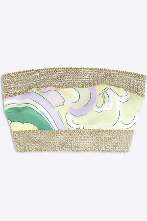 River Island Womens Swirl Elastic Bandeau Bikini Top
