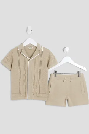 River Island Mini Boys Textured Polo Shirt Set