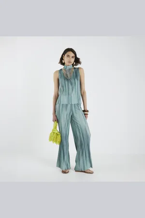 River Island Womens Plisse Ombre Wide Leg Trousers