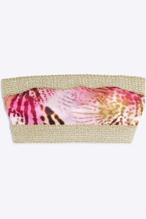 River Island Womens Animal Print Bandeau Bikini Top