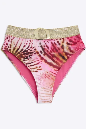 River Island Womens Animal Print Buckle Bikini Bottoms