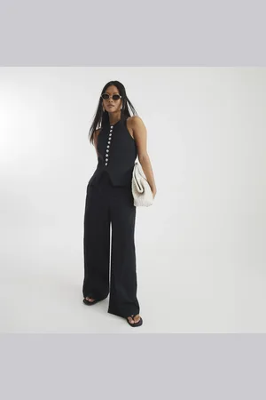 River Island Womens Petite Wide Leg Trousers
