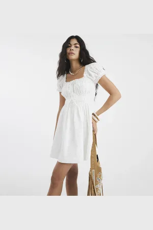 River Island Womens Short Sleeve Shirred Mini Dress