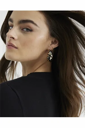 River Island Womens Leopard Hoop Earrings