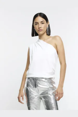 River Island Womens Pleated One Shoulder Top