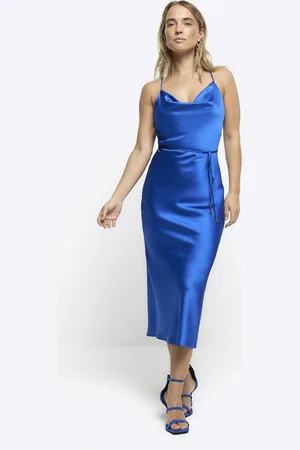 River Island Womens Satin Cowl Neck Slip Midi Dress