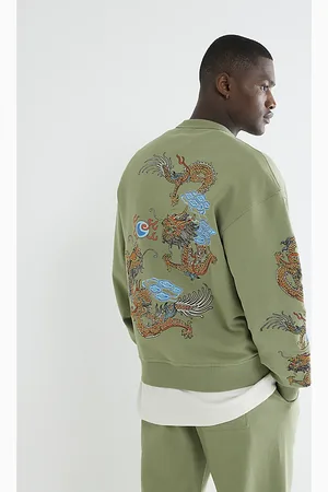 River Island Mens Embroidered Dragon Sweatshirt