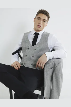 River Island Mens Skinny Fit Puppytooth Waistcoat