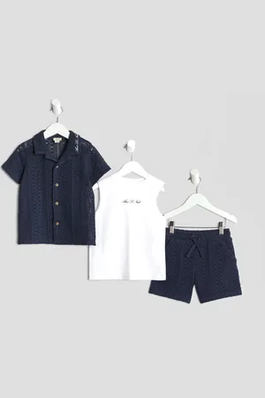 River Island Mini Boys Crochet Shirt 3 Piece Set