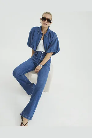 River Island Womens High Rise Relaxed Flared Jeans