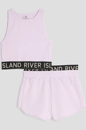 River Island Girls Glitter Ri Waistband Tank Top Set