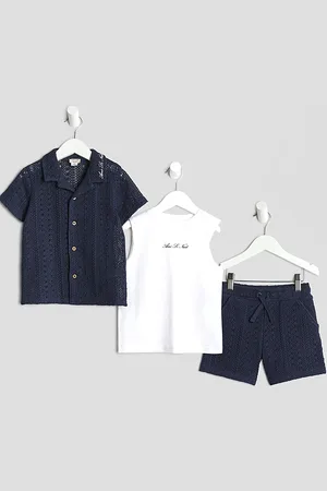 River Island Mini Boys Crochet Shirt 3 Piece Set
