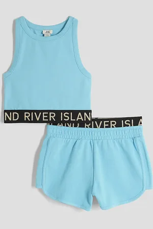 River Island Girls Glitter Ri Waistband Tank Top Set