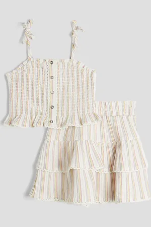 River Island Girls Multi Colour Lurex Stripe Skirt Set