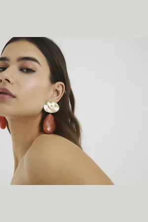 River Island Womens Beaten Resin Drop Earrings