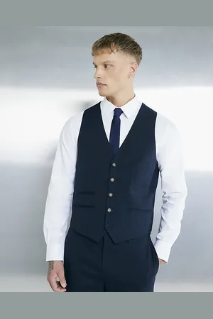 River Island Mens Slim Fit Check Waistcoat