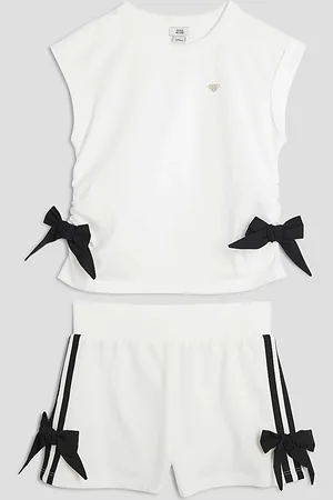 River Island Girls Bow T-Shirt And Shorts Set