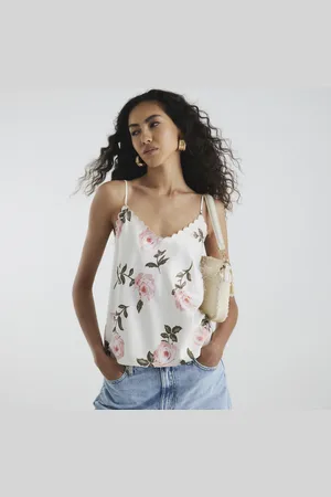 River Island Womens Floral Scallop Trim Cami Top