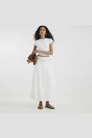 River Island Womens A Line Poplin Midi Skirt