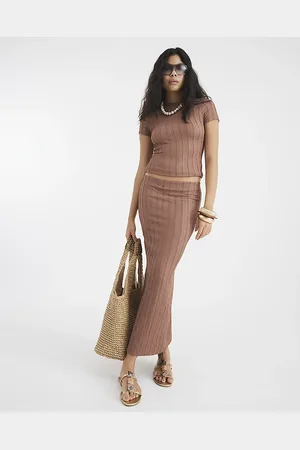 River Island Womens Textured Midi Skirt