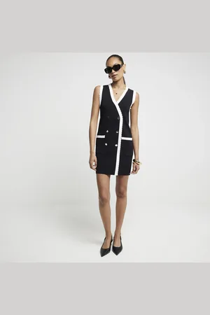 River Island Womens Ribbed Waistcoat Shift Mini Dress