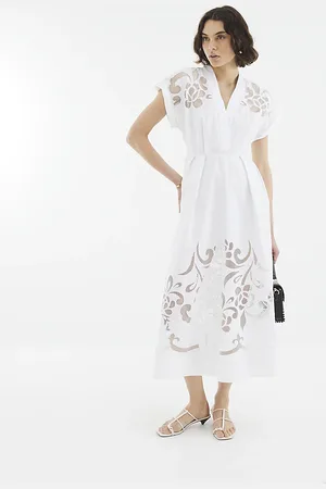 River Island Womens Short Sleeve Cutwork Midi Dress
