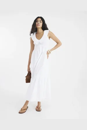 River Island Womens Ruffle Collar Shirred Maxi Dress