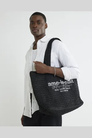 River Island Mens Le Nuit Raffia Embroidery Tote Bag
