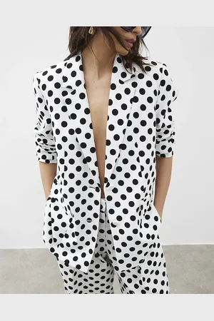River Island Womens Polka Dot Linen Blend Oversized Blazer