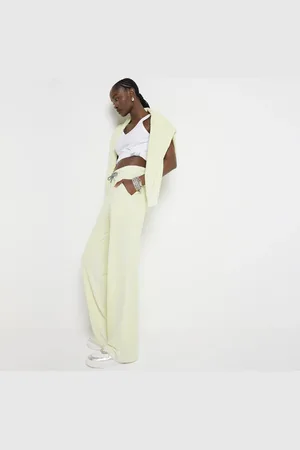 kind society River Island Womens Lime Washed Wide Leg Joggers