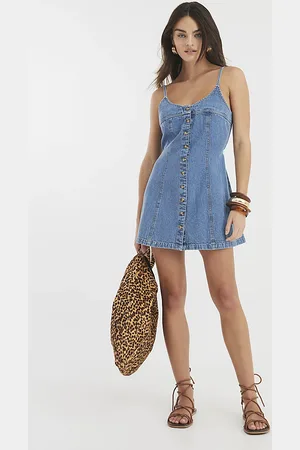 River Island Womens Denim Button Cami Dress
