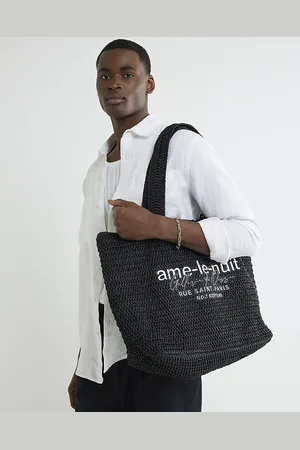 River Island Mens Le Nuit Raffia Embroidery Tote Bag
