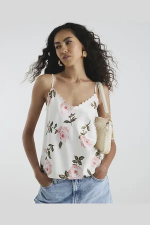 River Island Womens Floral Scallop Trim Cami Top