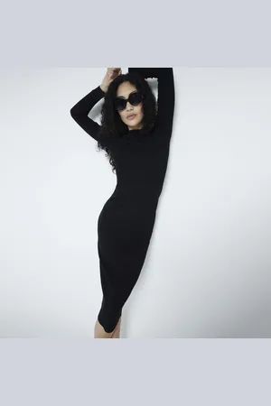 River Island Womens Long Sleeve Ribbed Midi Dress
