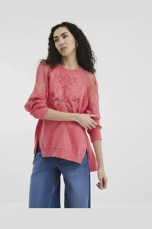 River Island Womens Long Sleeve Cutwork Floral Sweatshirt
