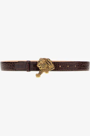 Roberto Cavalli Belt With Gold Buckle - Female Accessories 75