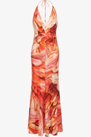 Roberto Cavalli Plumange Print Maxi Dress - Female Dresses 40