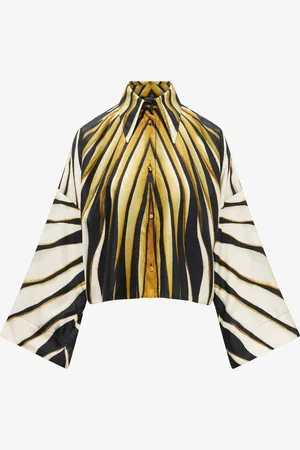 Roberto Cavalli Ray Of Print Silk Shirt - Female Silk Shirts 38