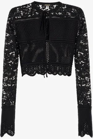 Roberto Cavalli Lace Cardigan Tie Front - Female Knitwear Xs